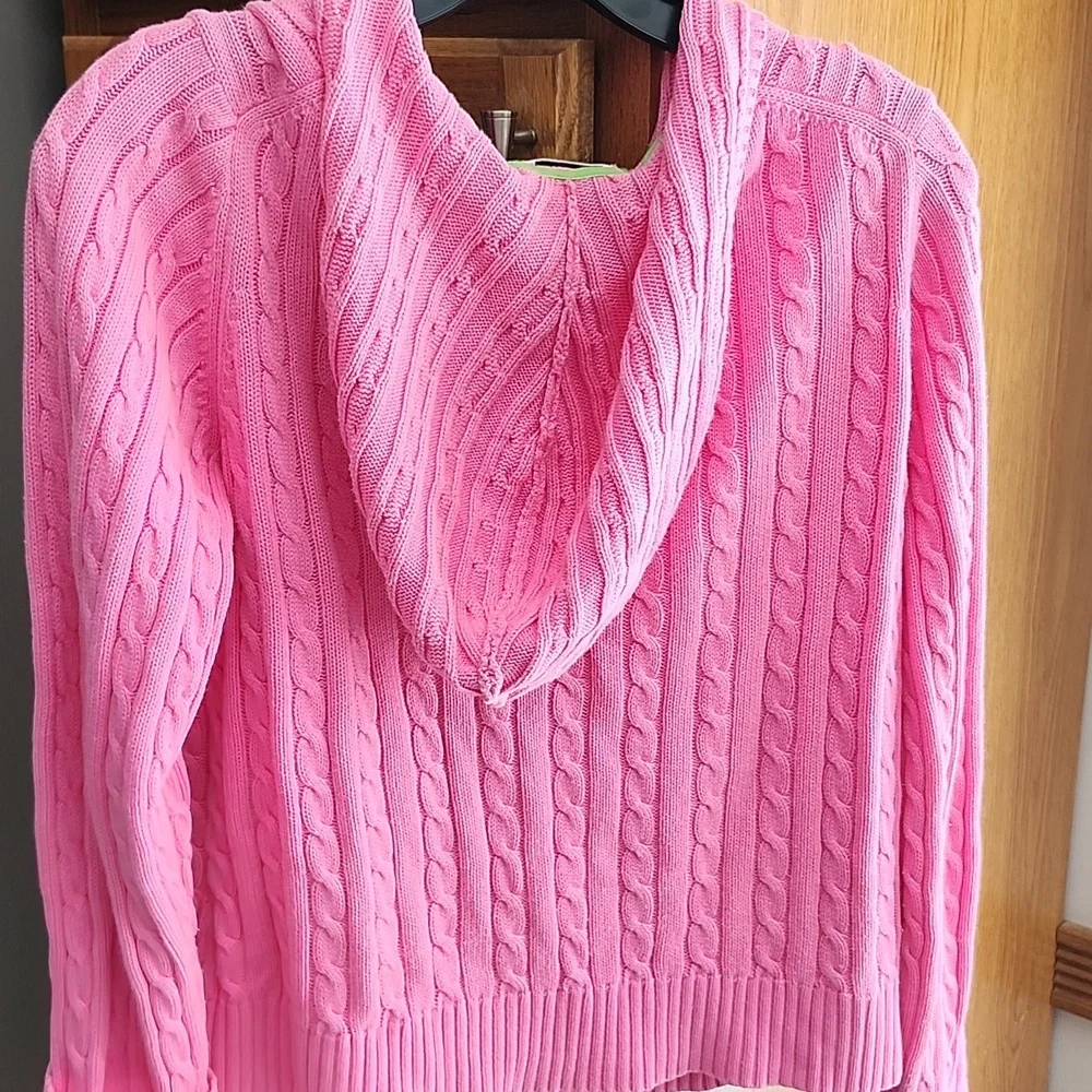 Lilly Pultizer Hot Pink Cable Knit Zip Up Hoodie Small - Picture 10 of 15